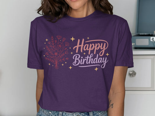 Happy Birthday Floral Graphic Tee