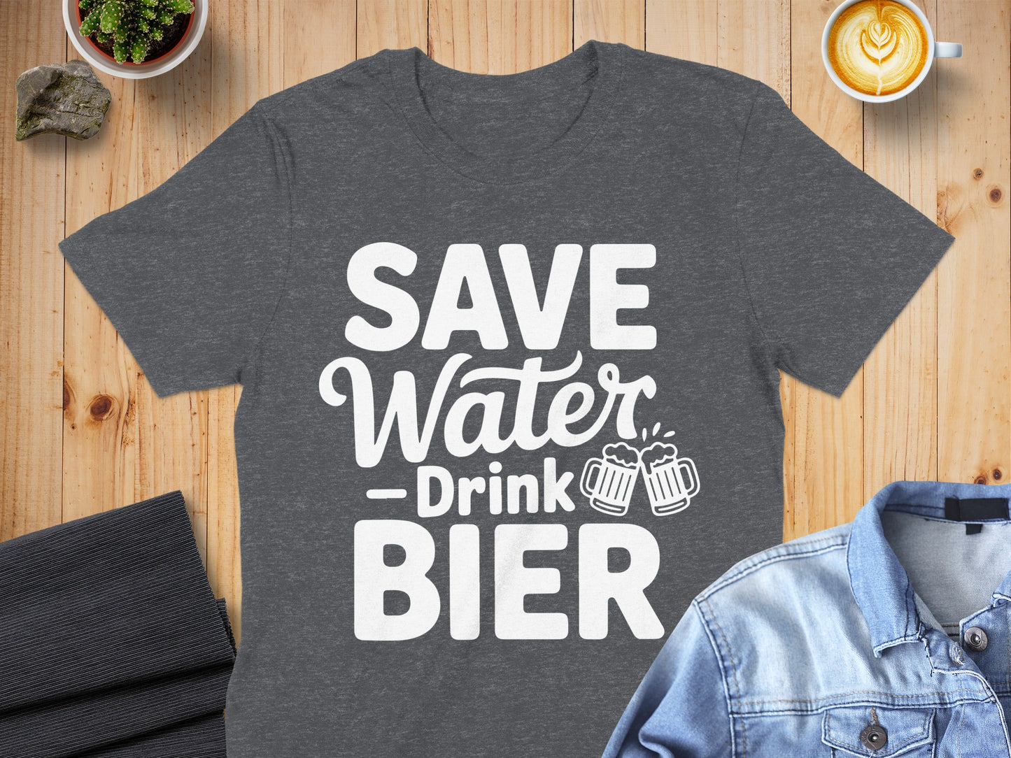 Save Water Drink Bier Charcoal Tee Shirt