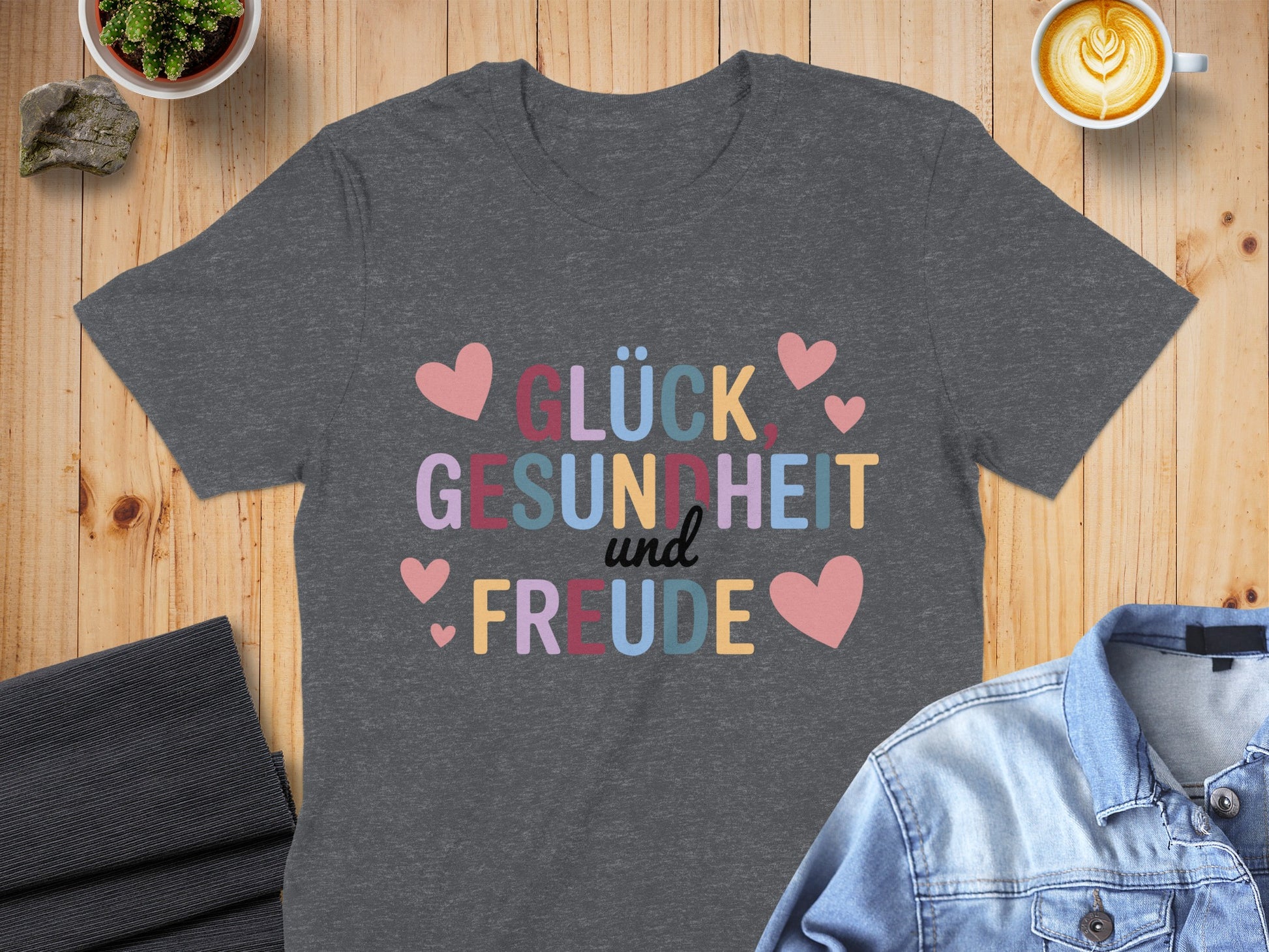 Glück Gesundheit und Freude Printed T-shirt