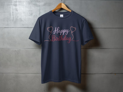 Happy Birthday Shirt with Heart Balloons Design