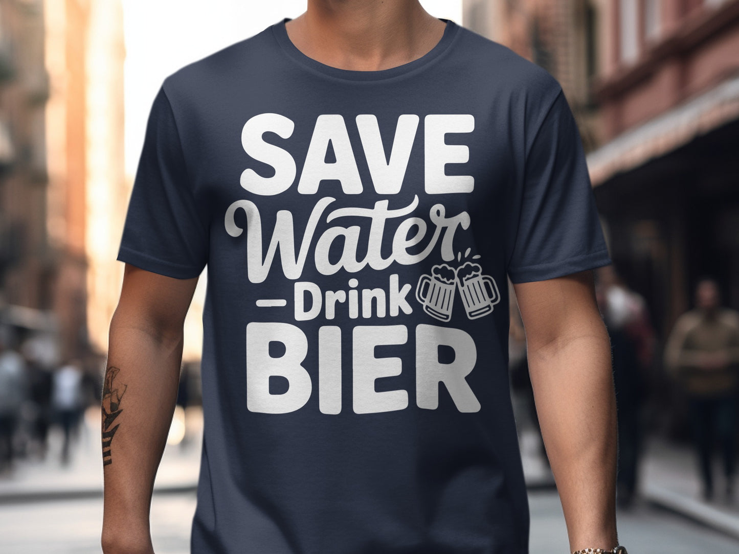 Save Water Drink Bier Printed T-Shirt