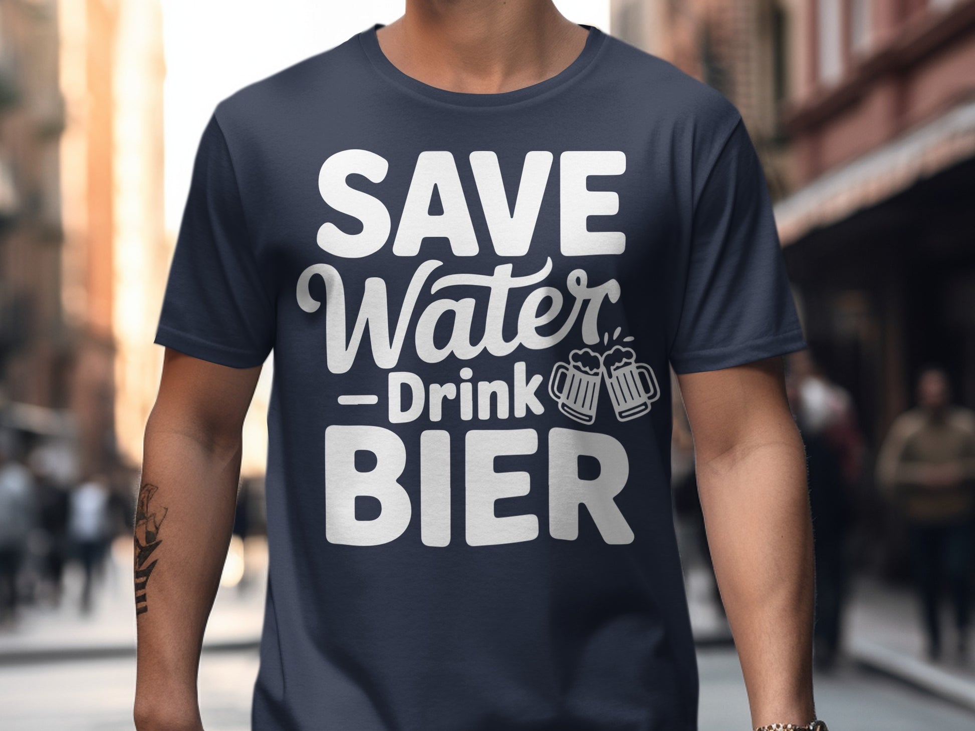 Save Water Drink Bier Printed T-Shirt