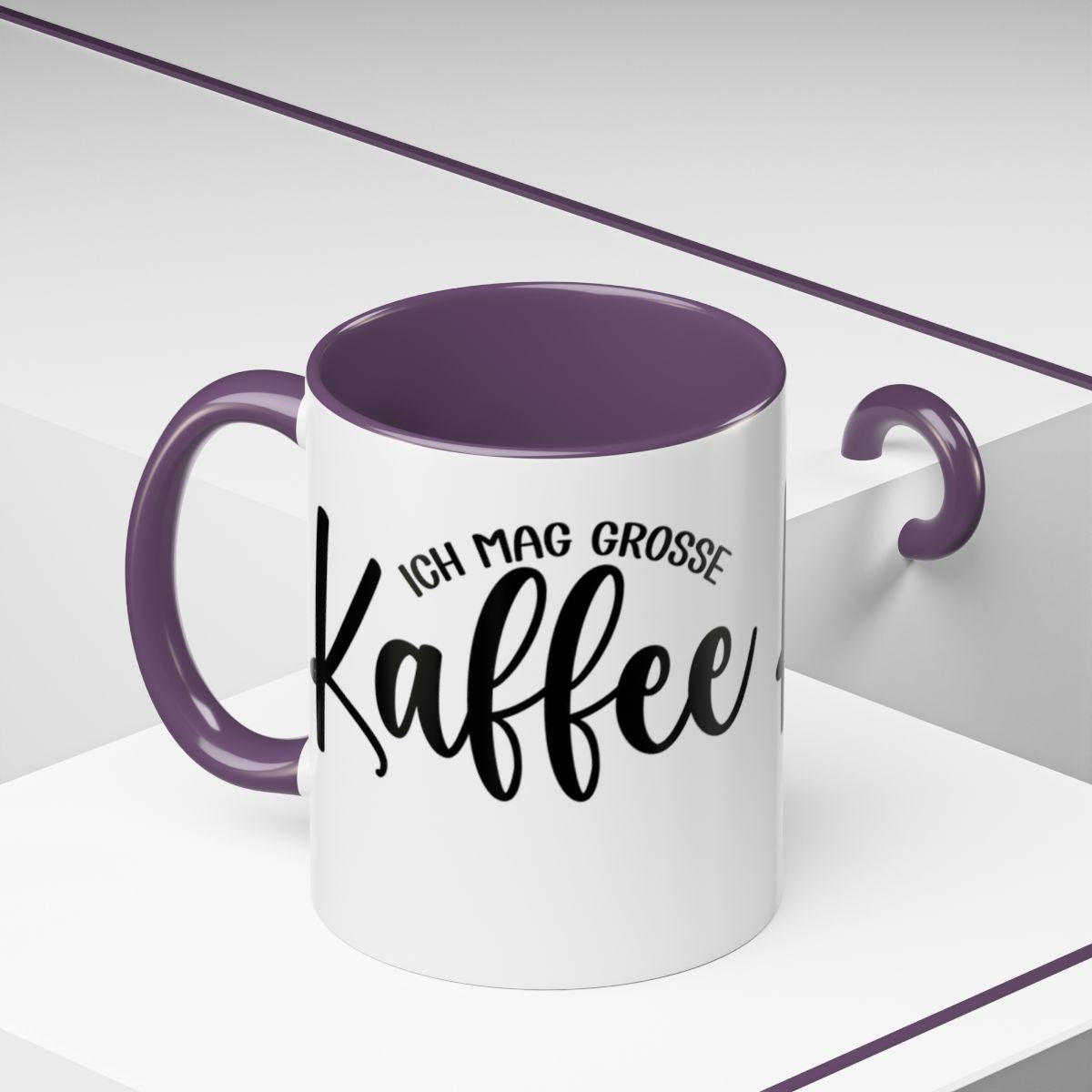 Ich mag grosse Kaffee purple handled mug