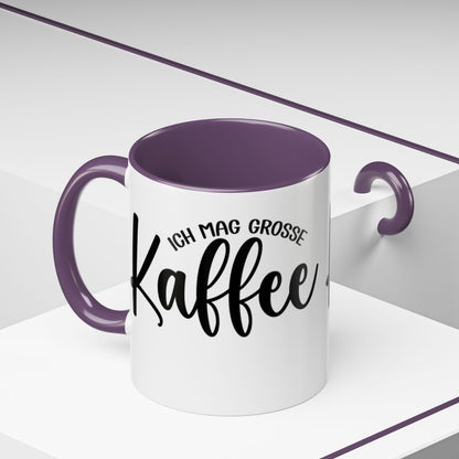 Ich mag grosse Kaffee purple handled mug