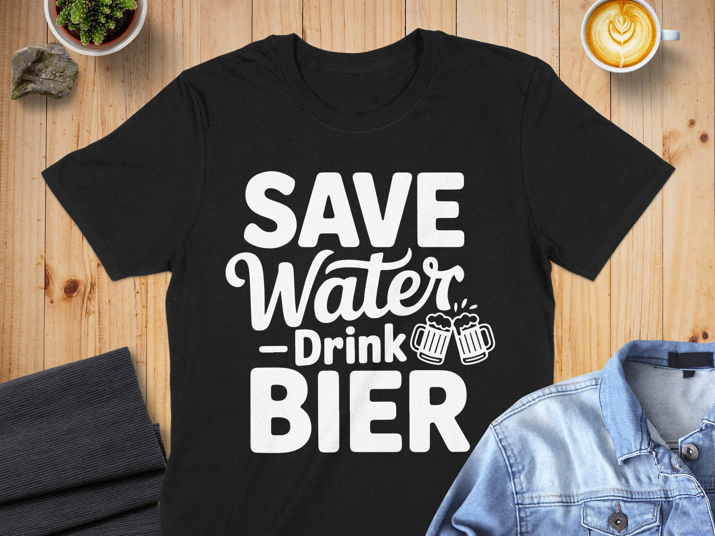 Save Water Drink Bier Graphic Black Shirt