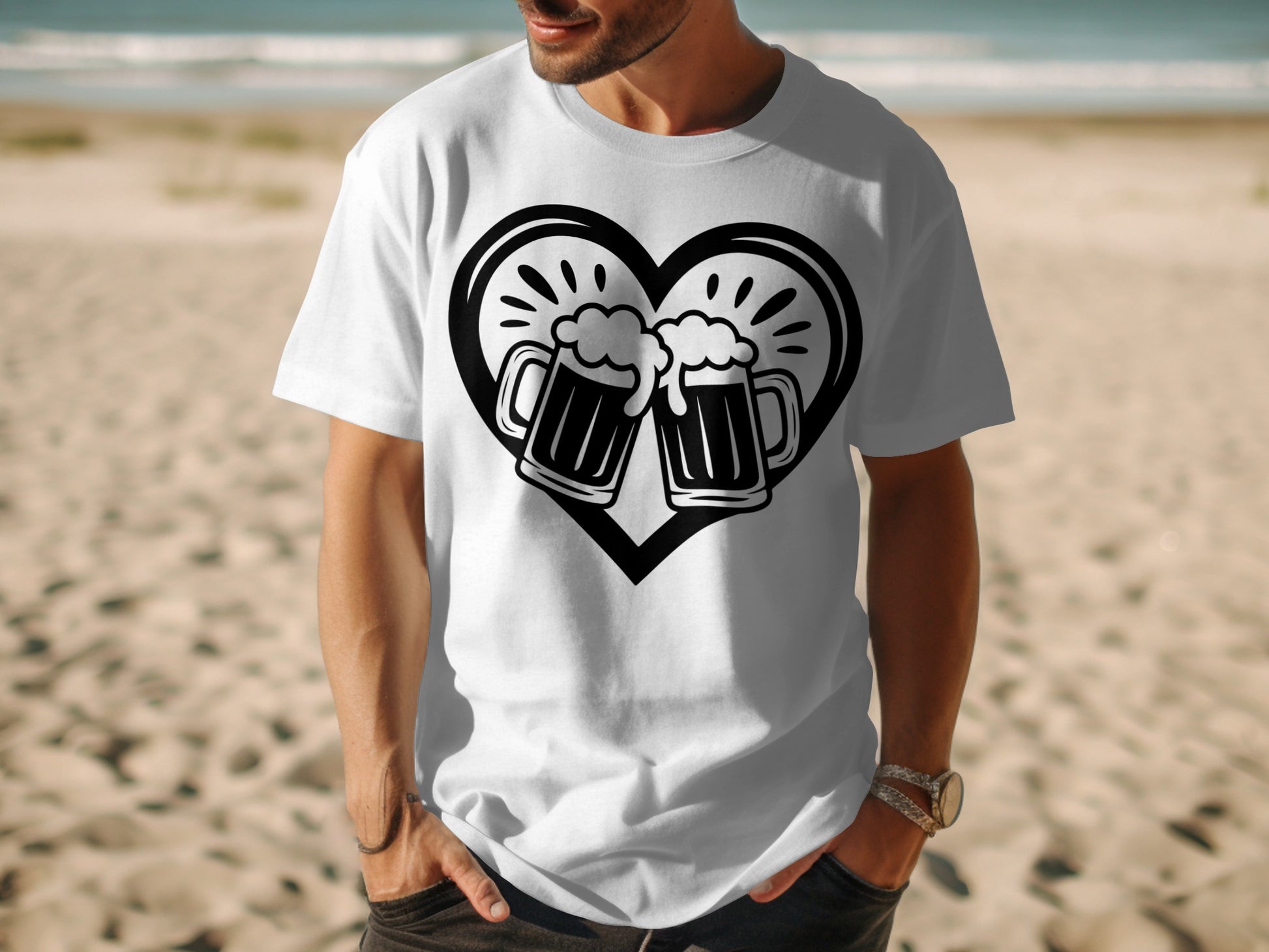 Beach Day Cheers Heart Graphic Shirt