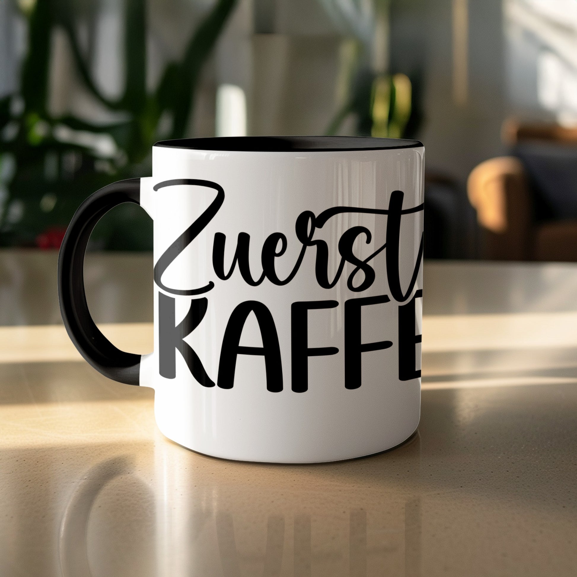Zuerst Kaffee printed statement mug for coffee lovers