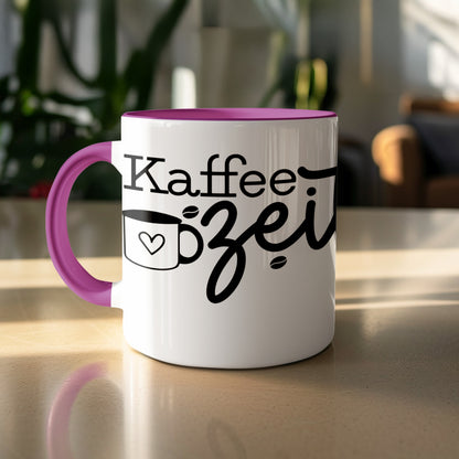 Kaffeezeit Mug with Pink Handle Fun Design