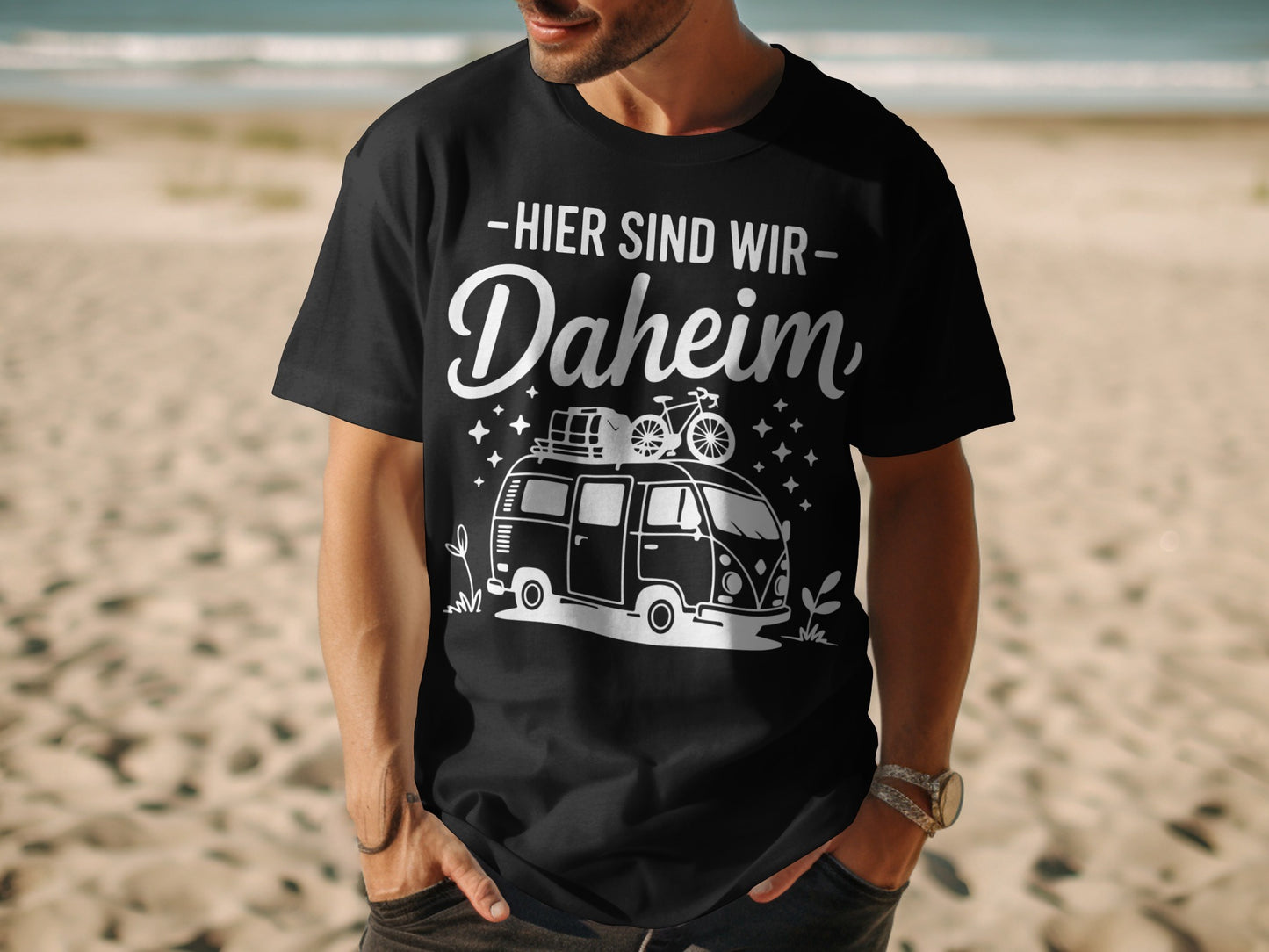 Hier Sind Wir Daheim Camper Design T-Shirt
