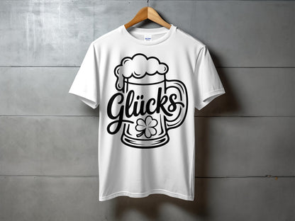 Glücks Beer Mug with Clover Graphic Print T-Shirt