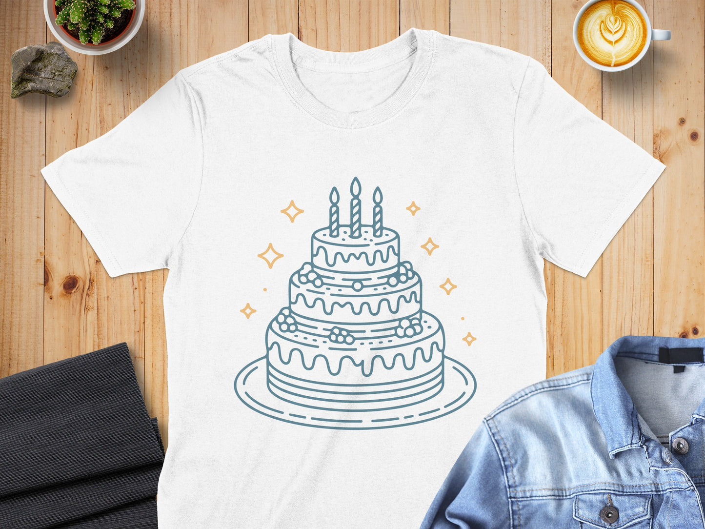 Birthday Cake and Candles Design T-shirt