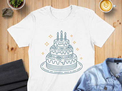 Birthday Cake and Candles Design T-shirt