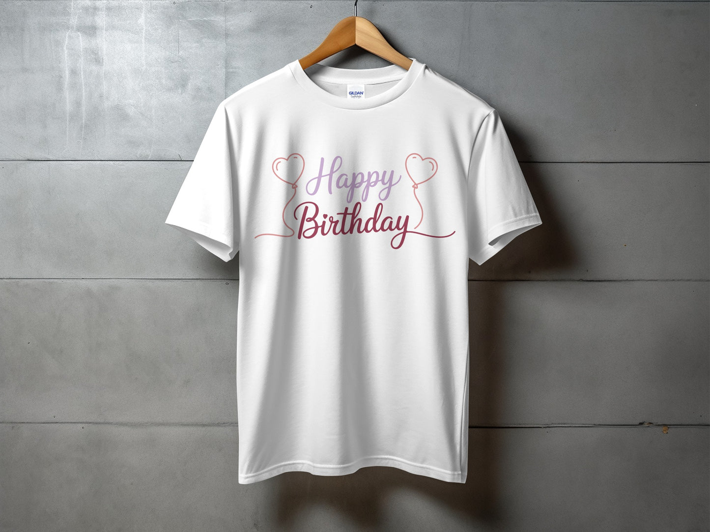 Happy Birthday Tshirt with Heart Balloons Design