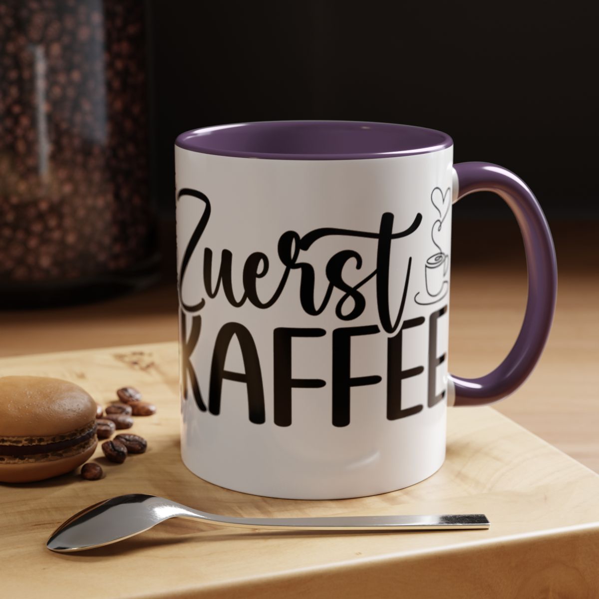 Zuerst Kaffee Funny Purple Handle Coffee Mug product