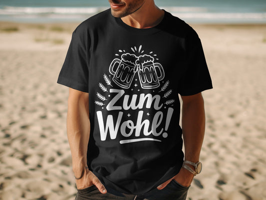 Zum Wohl Graphic T-Shirt with Beer Mugs Design