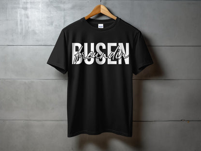 DUSE Freundin Black T-Shirt with Bold White Text