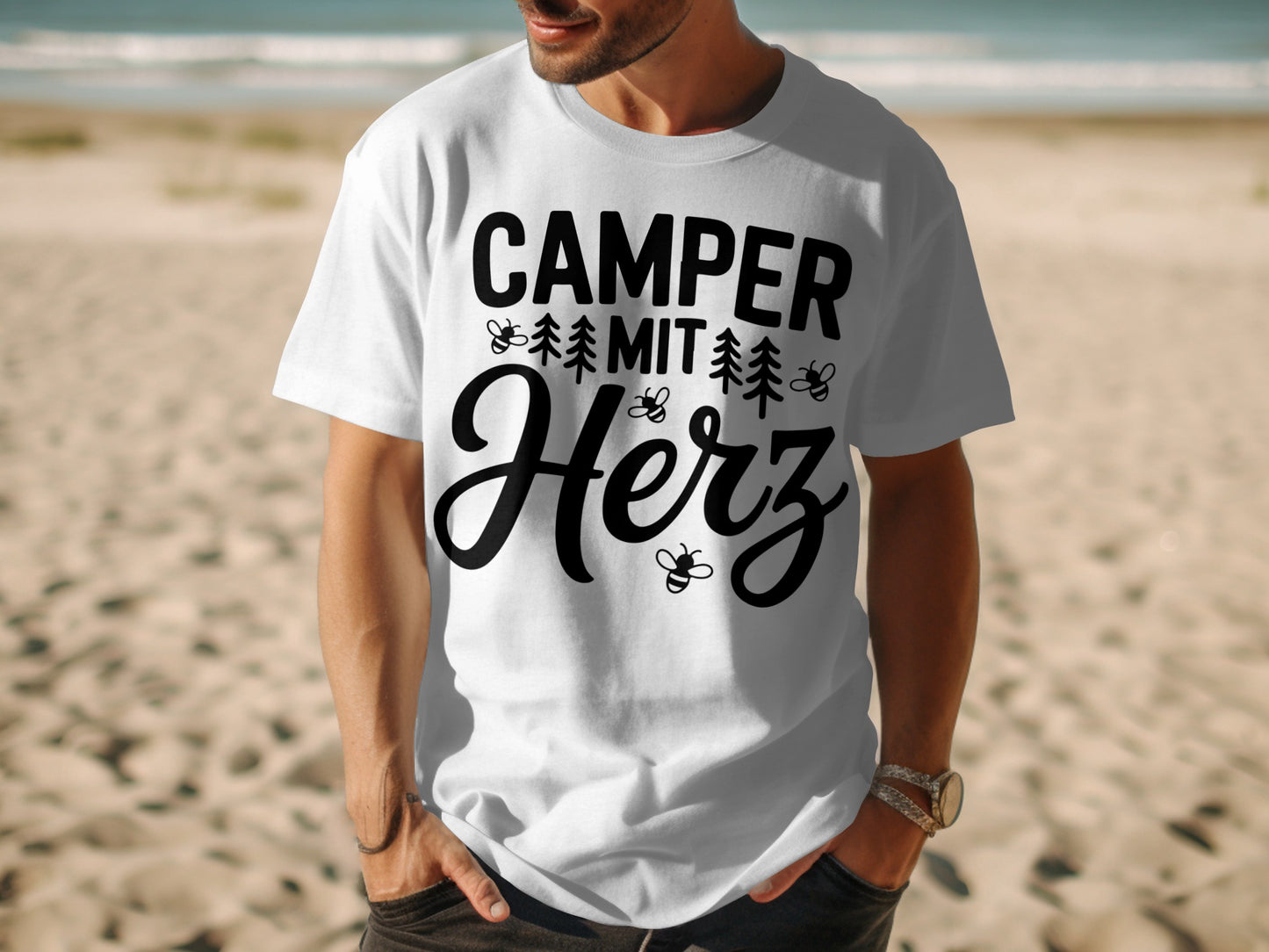 Camper Mit Herz Design Tee Shirt