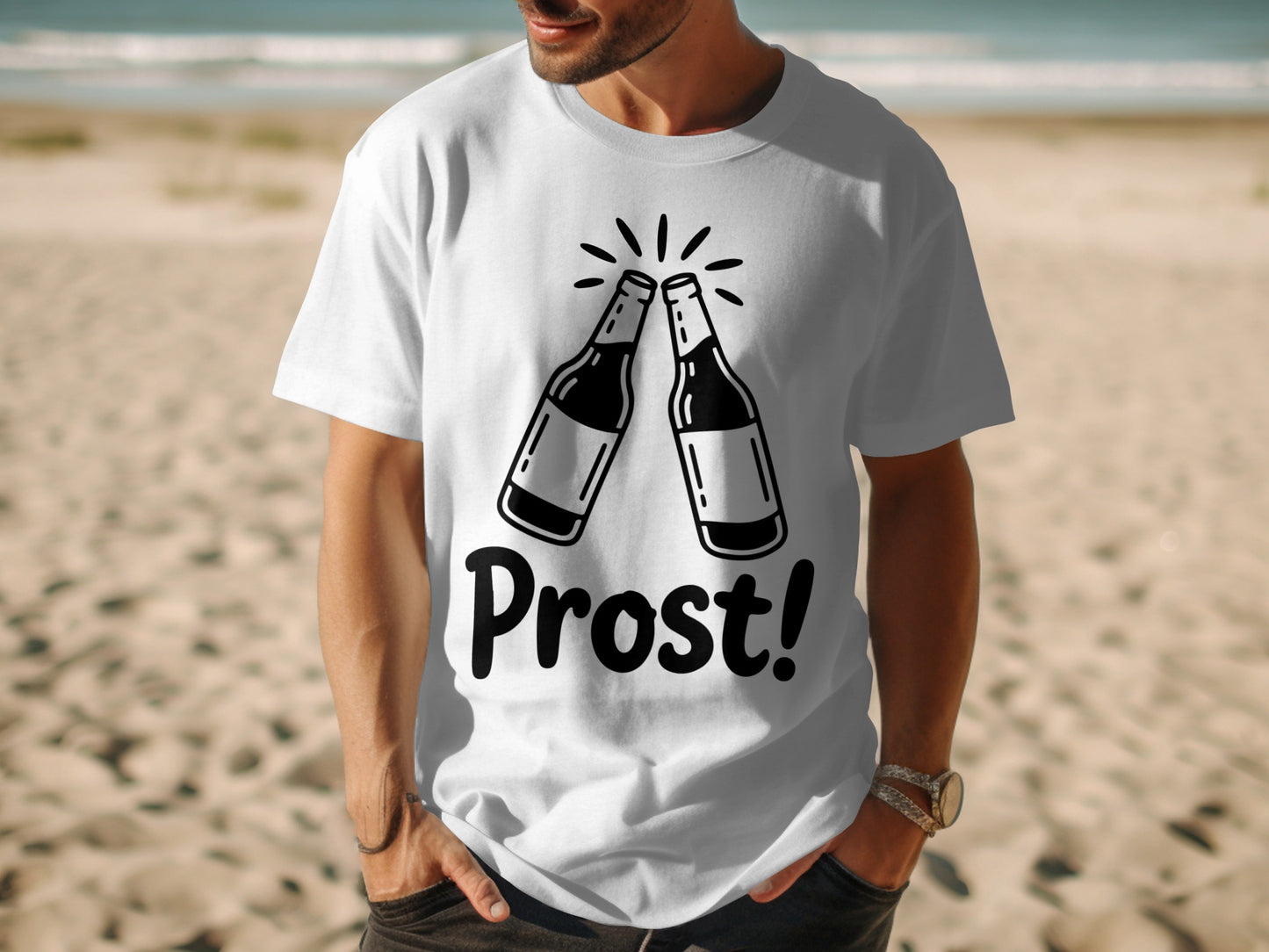 Prost! Two Beer Bottles Clinking Graphic T-Shirt