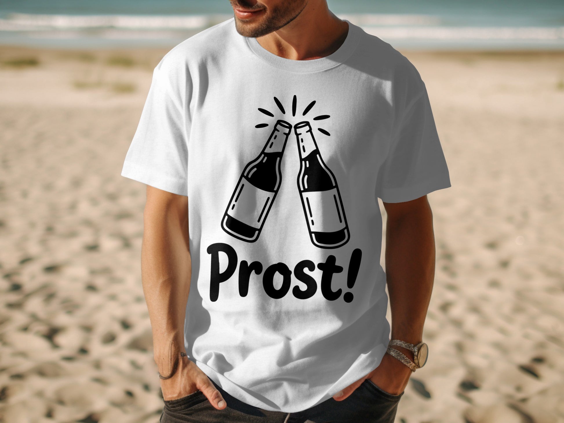 Prost! Two Beer Bottles Clinking Graphic T-Shirt