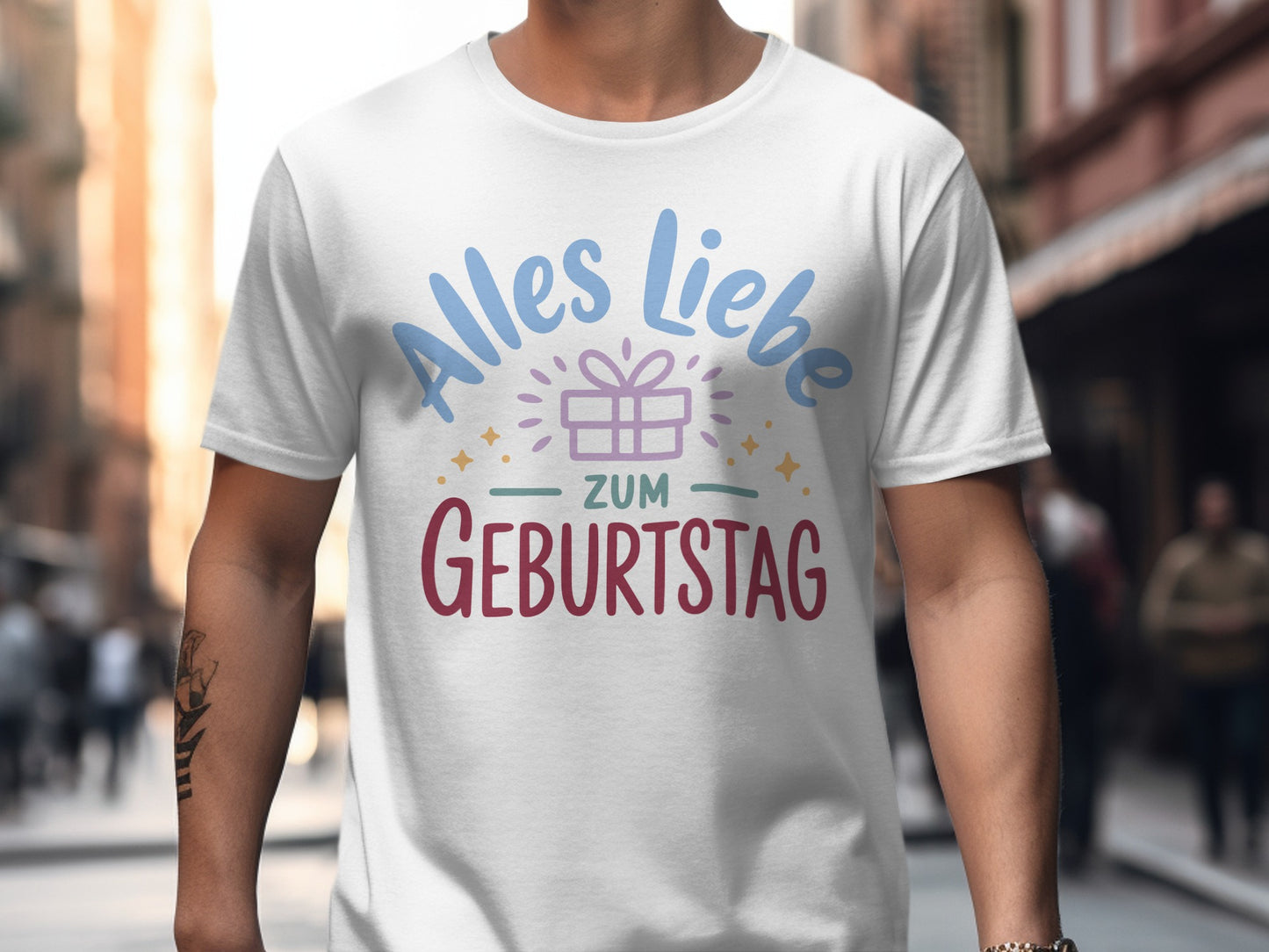Alles Liebe zum Geburtstag colorful font print shirt