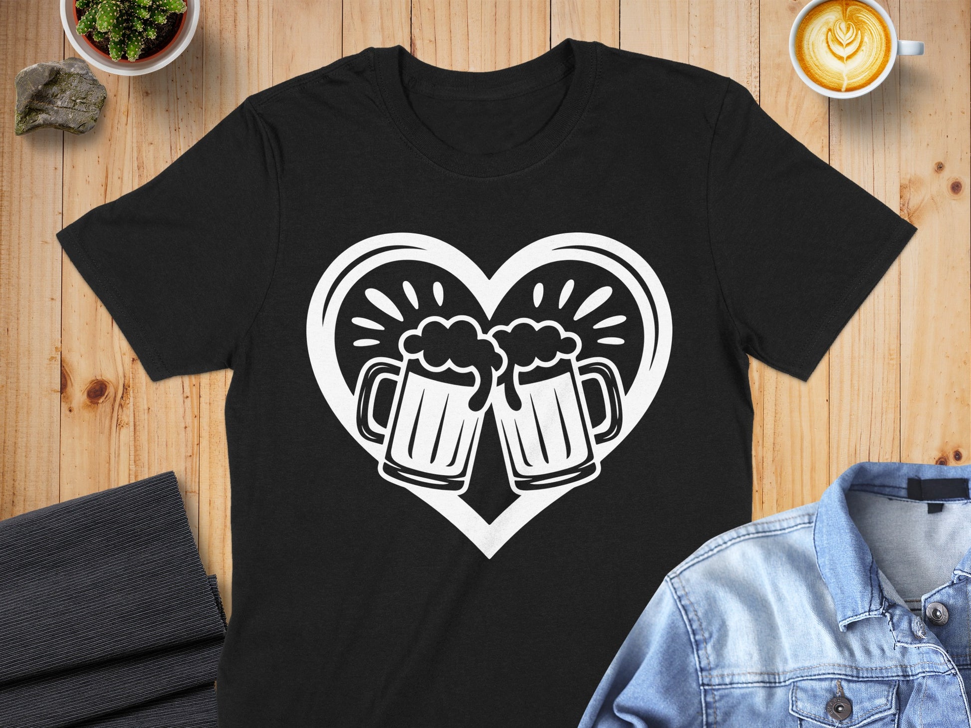 Cheers Beer Heart Graphic Tee Shirting T-Shirt