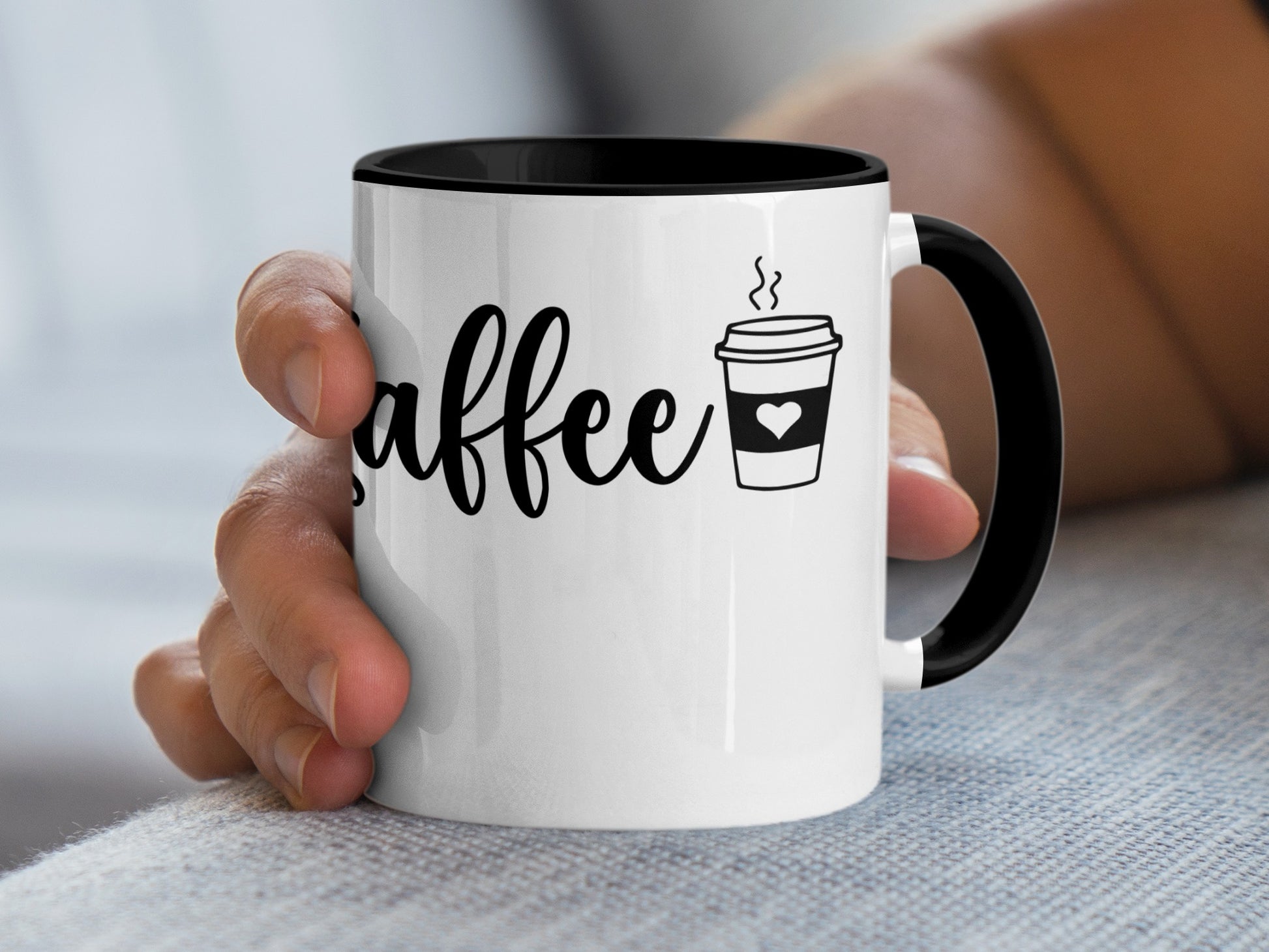 Coffee Themed Ceramic Mug with Illustrated Design