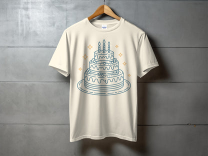 Stylish Birthday Cake Graphic T-Shirt for All Celebrations