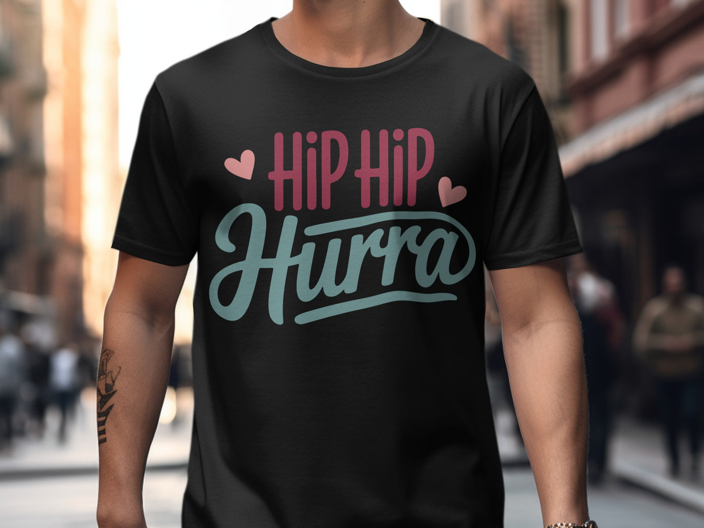 Hip Hip Hurra Heart Design Graphic T-shirt