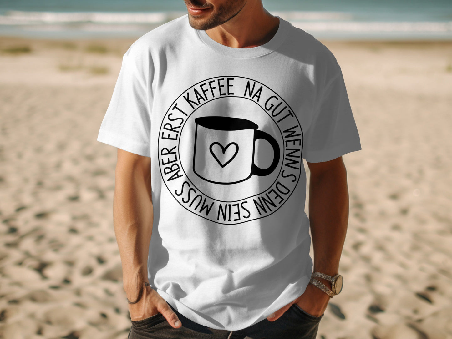 Cool Design Black and White Mug Print T-Shirt
