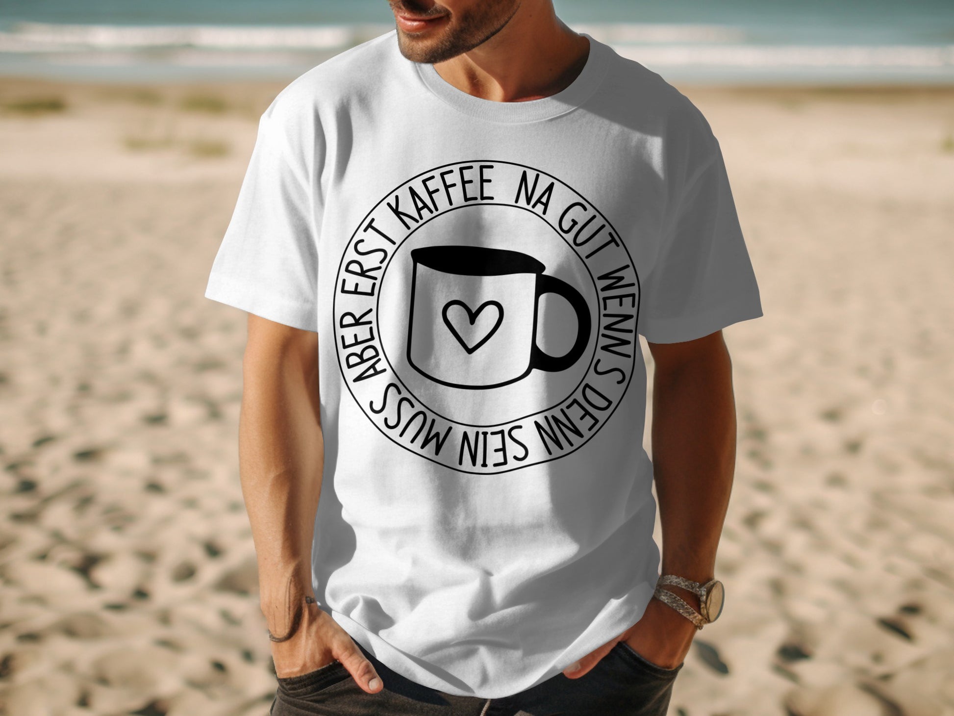 Cool Design Black and White Mug Print T-Shirt