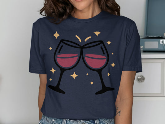 Fun Wine Glasses Cheers Graphic Tee