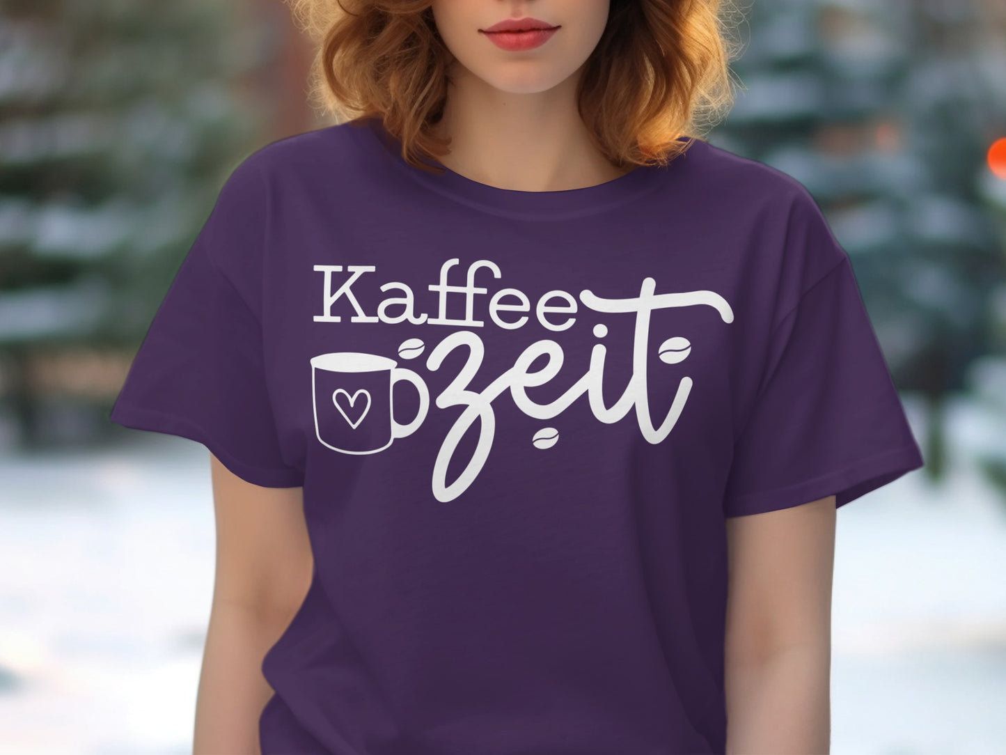 Kaffee Zeit Graphic Design Purple Shirt
