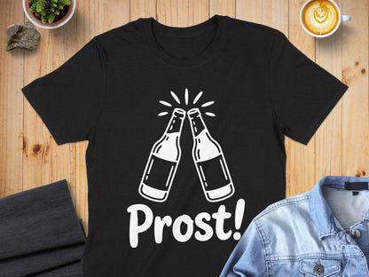 Cheers Prost Beer Bottles Graphic Tee Shirt