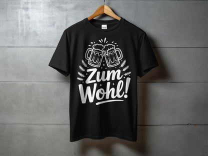 Zum Wohl Design with Beer Mugs on T-shirt