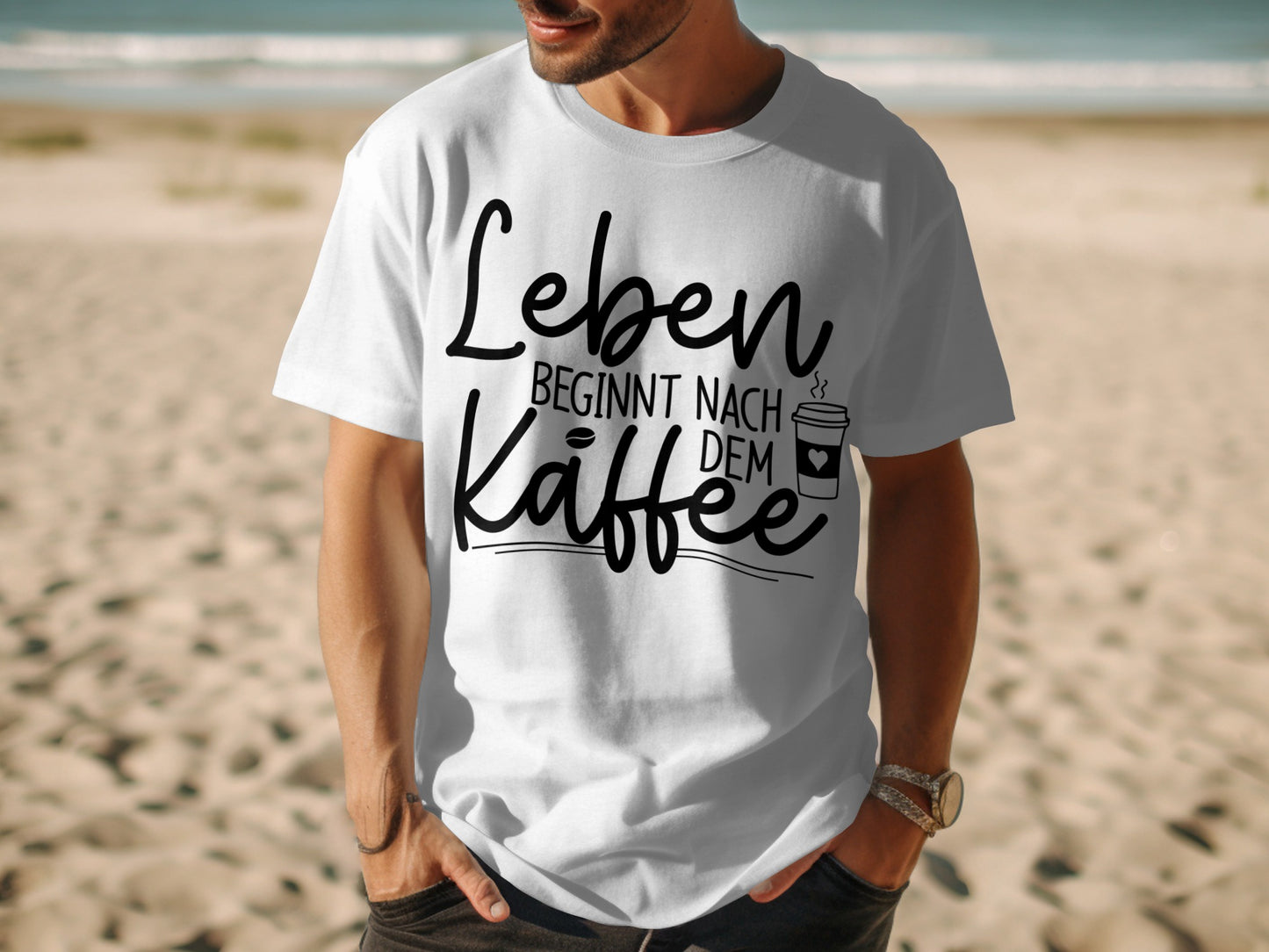 Leben beginnt nach dem kaffee t-shirt