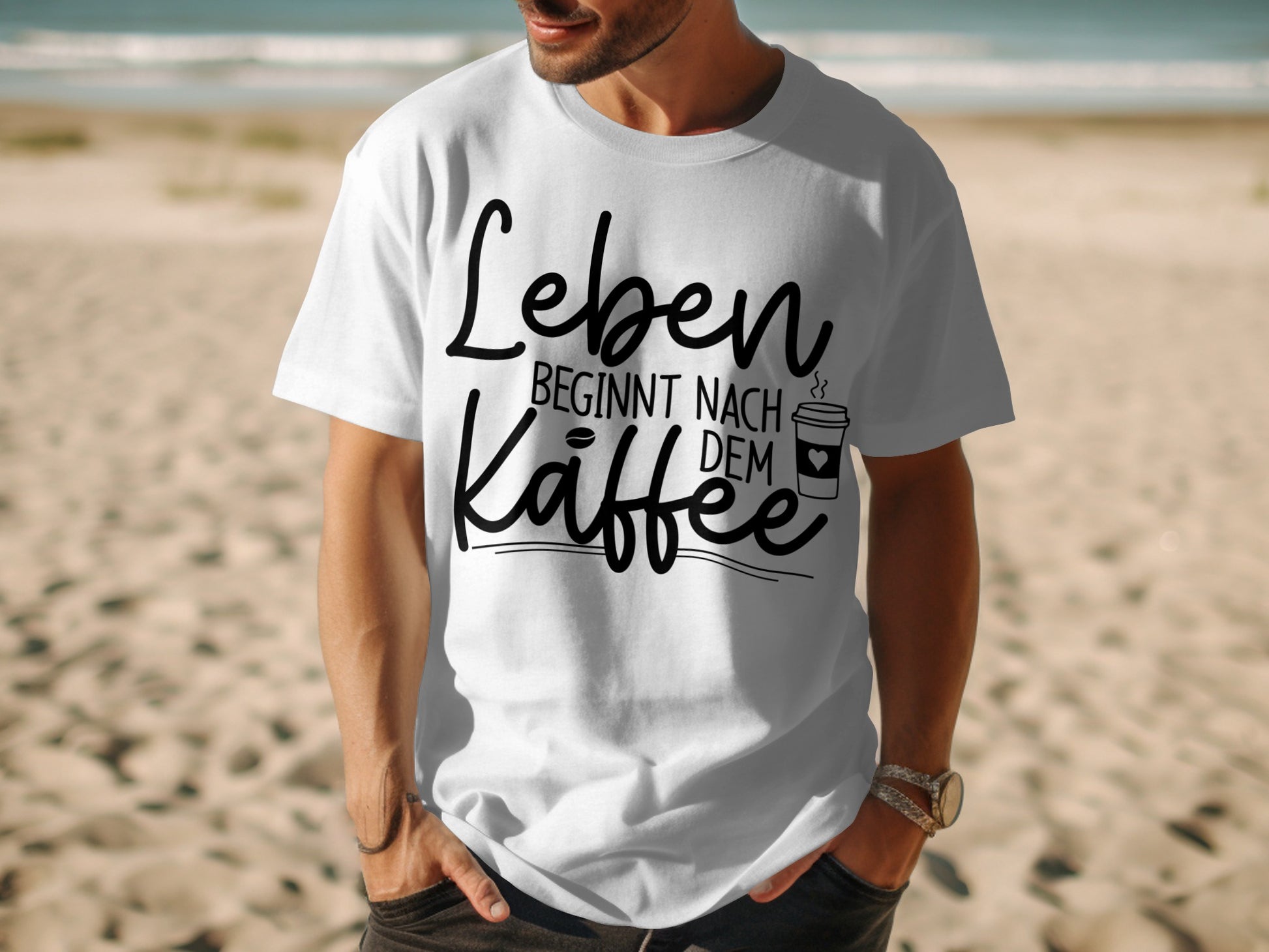 Leben beginnt nach dem kaffee t-shirt