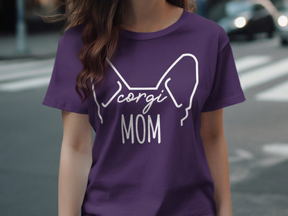 Corgi Mom Cute Casual Tee Graphic Top Fun Statement