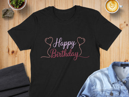 Happy Birthday Heart Balloons Graphic T-shirt