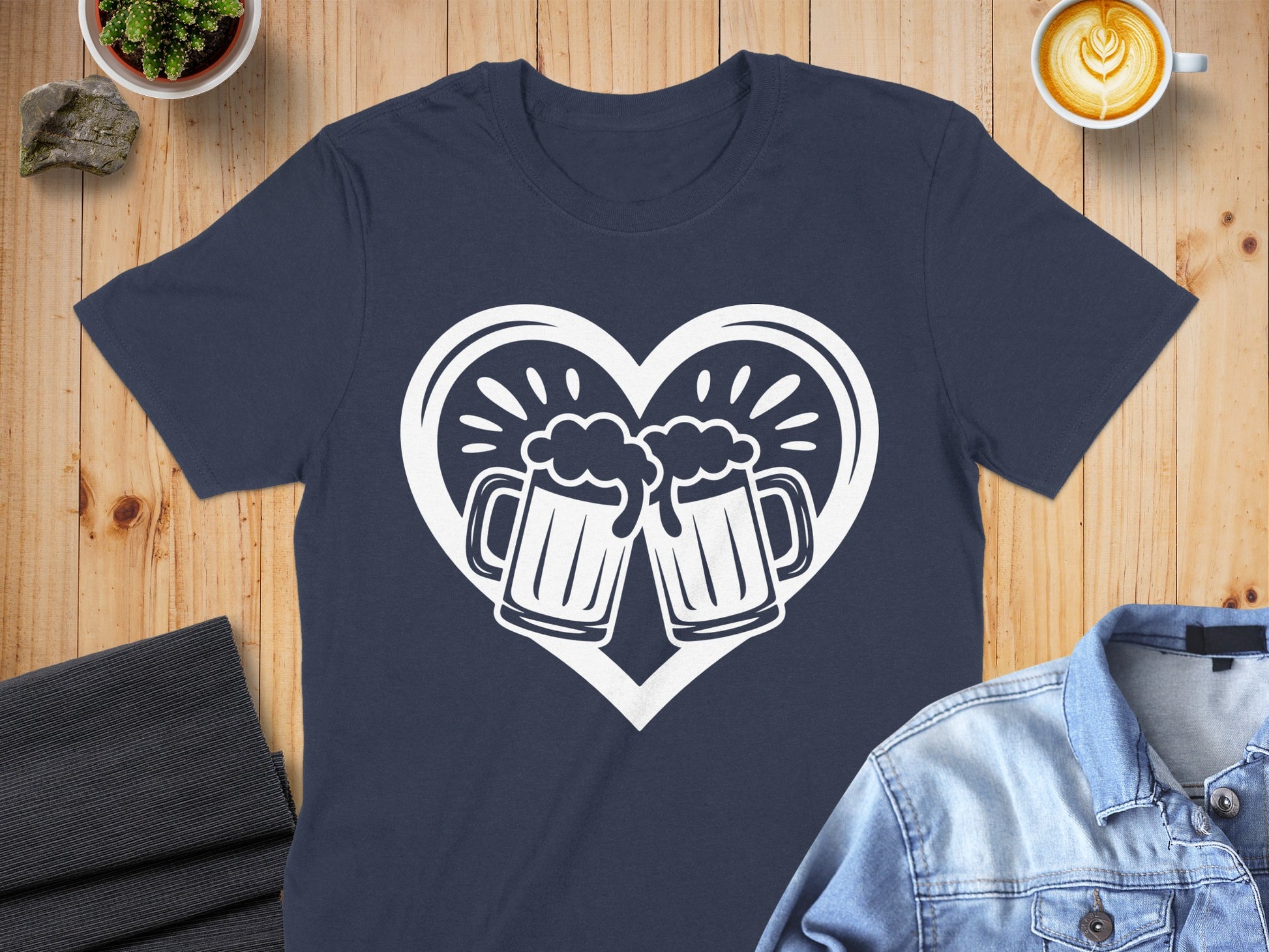 Cheers Beer Heart Graphic Tee Shirt