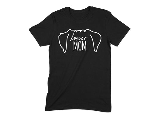 Boxer Mom Graphic Design on Black T-Shirt