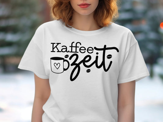 Kaffee Zeit Graphic T-Shirt with Heart Mug Design