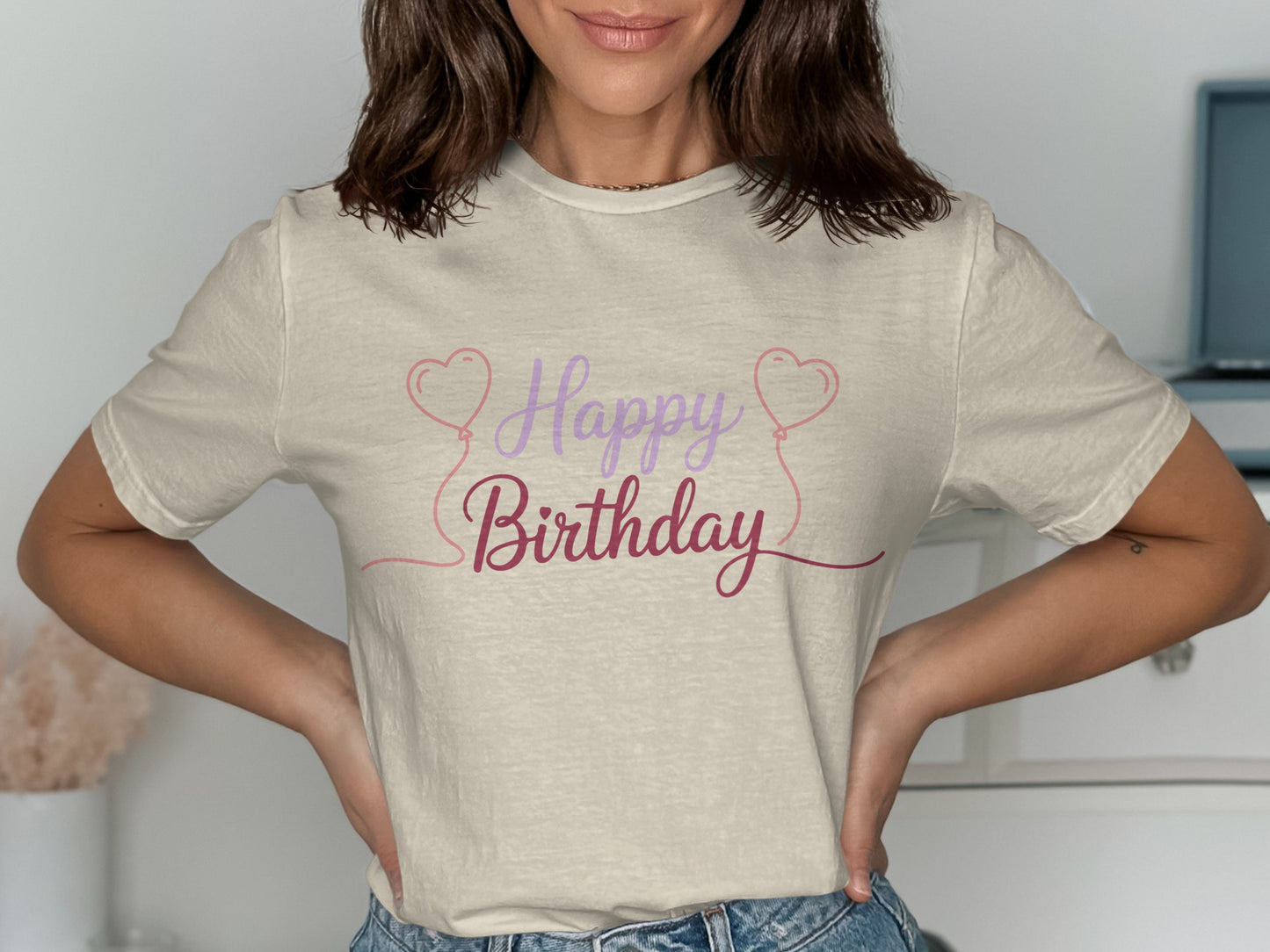 Happy Birthday Graphic Short Sleeve T-shirt