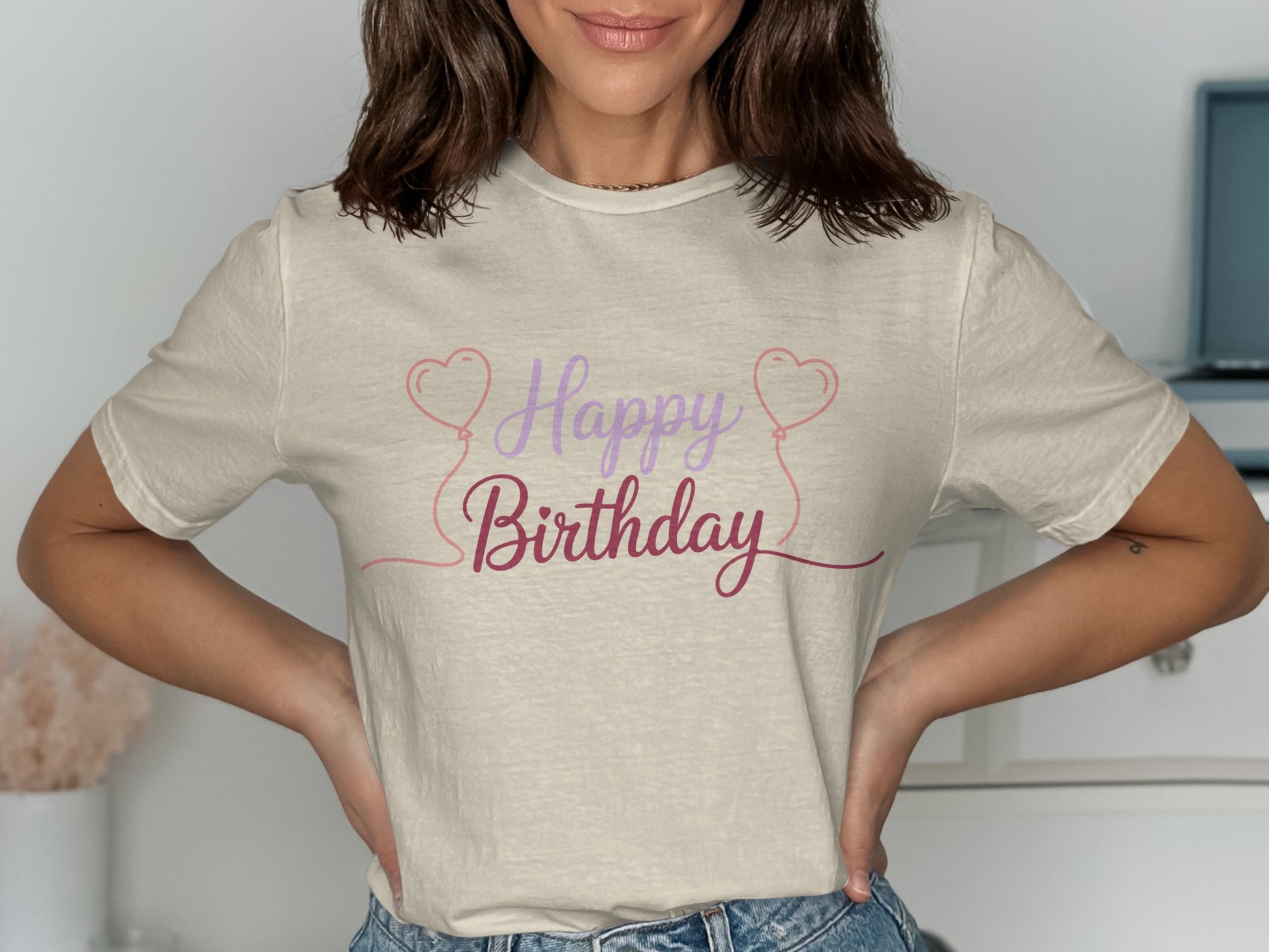 Happy Birthday Graphic Short Sleeve T-shirt