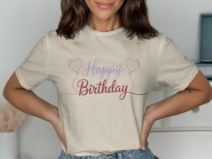 Happy Birthday Graphic Short Sleeve T-shirt