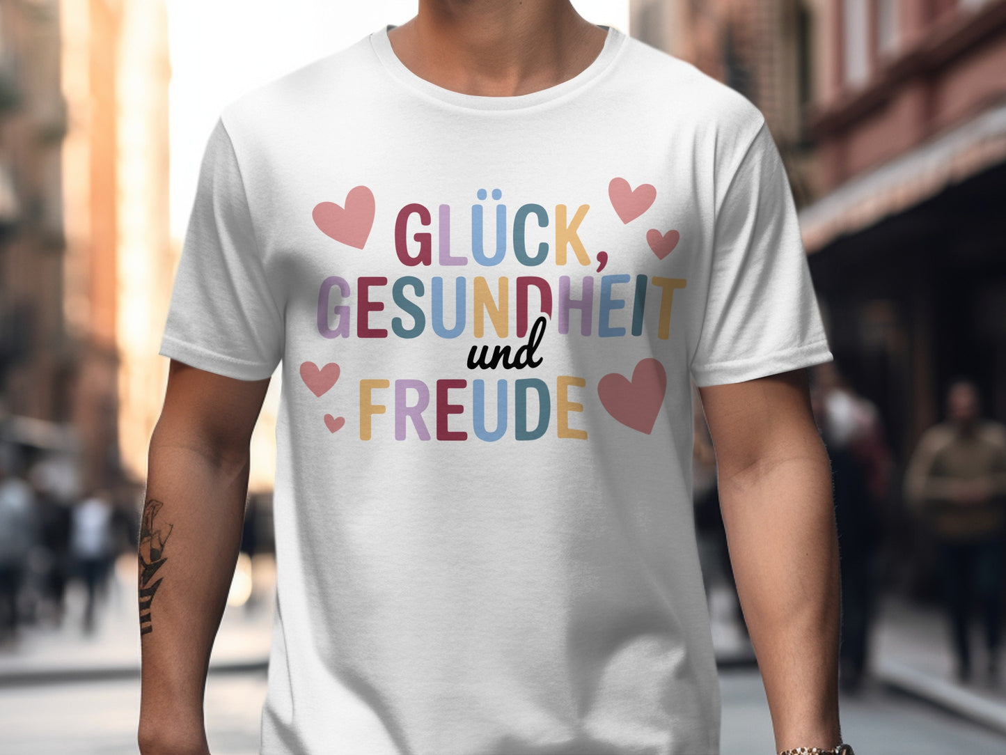 Glück Gesundheit und Freude Heart Design Shirt