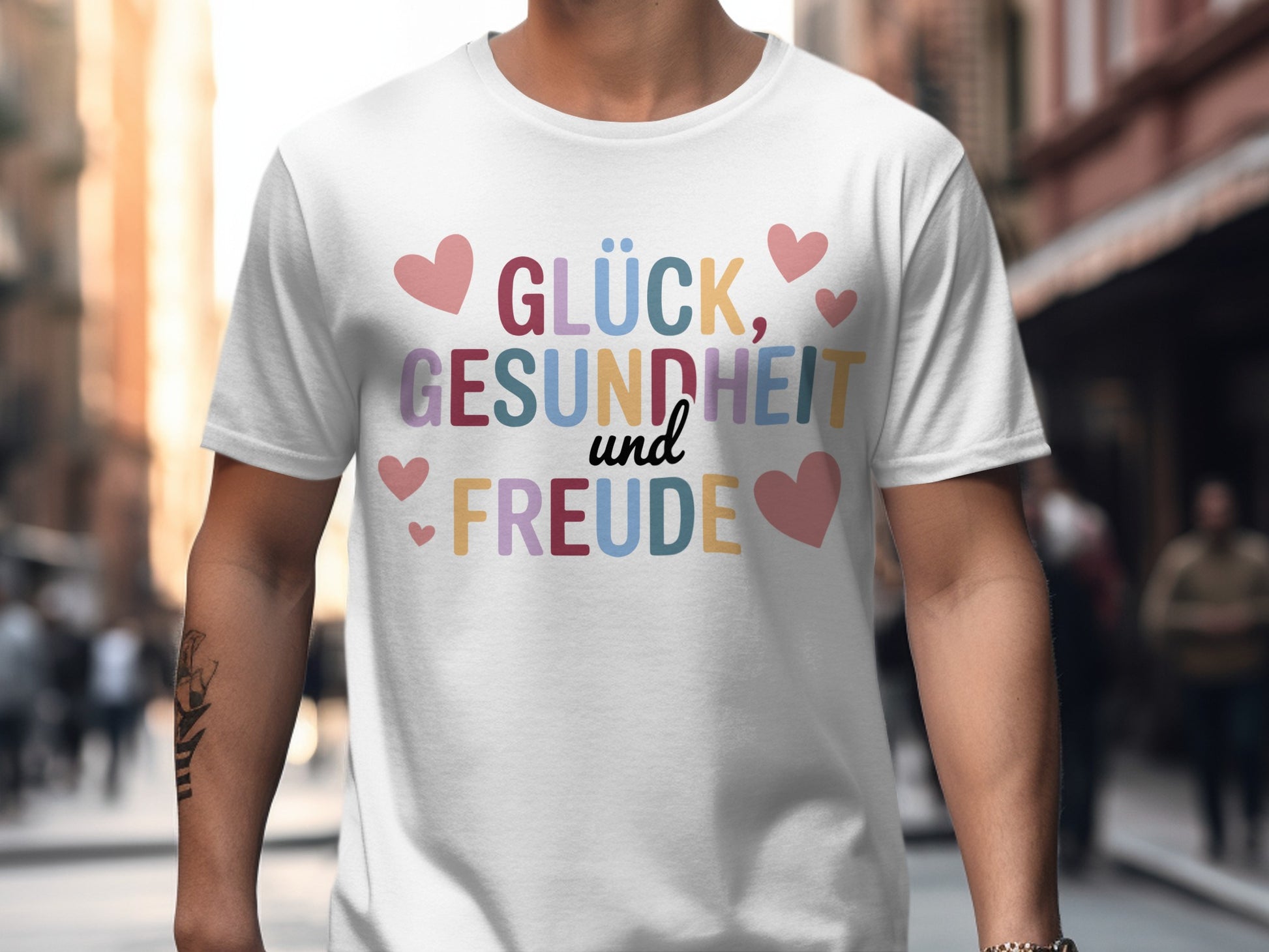 Glück Gesundheit und Freude Heart Design Shirt