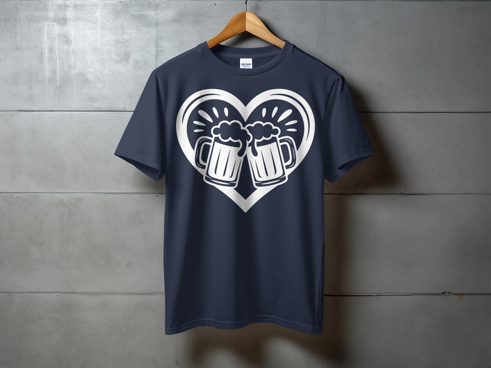 Cheers Heart Design Two Beer Mugs T-Shirt Product