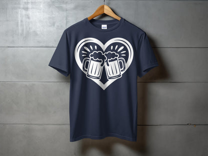 Cheers Heart Design Two Beer Mugs T-Shirt Product