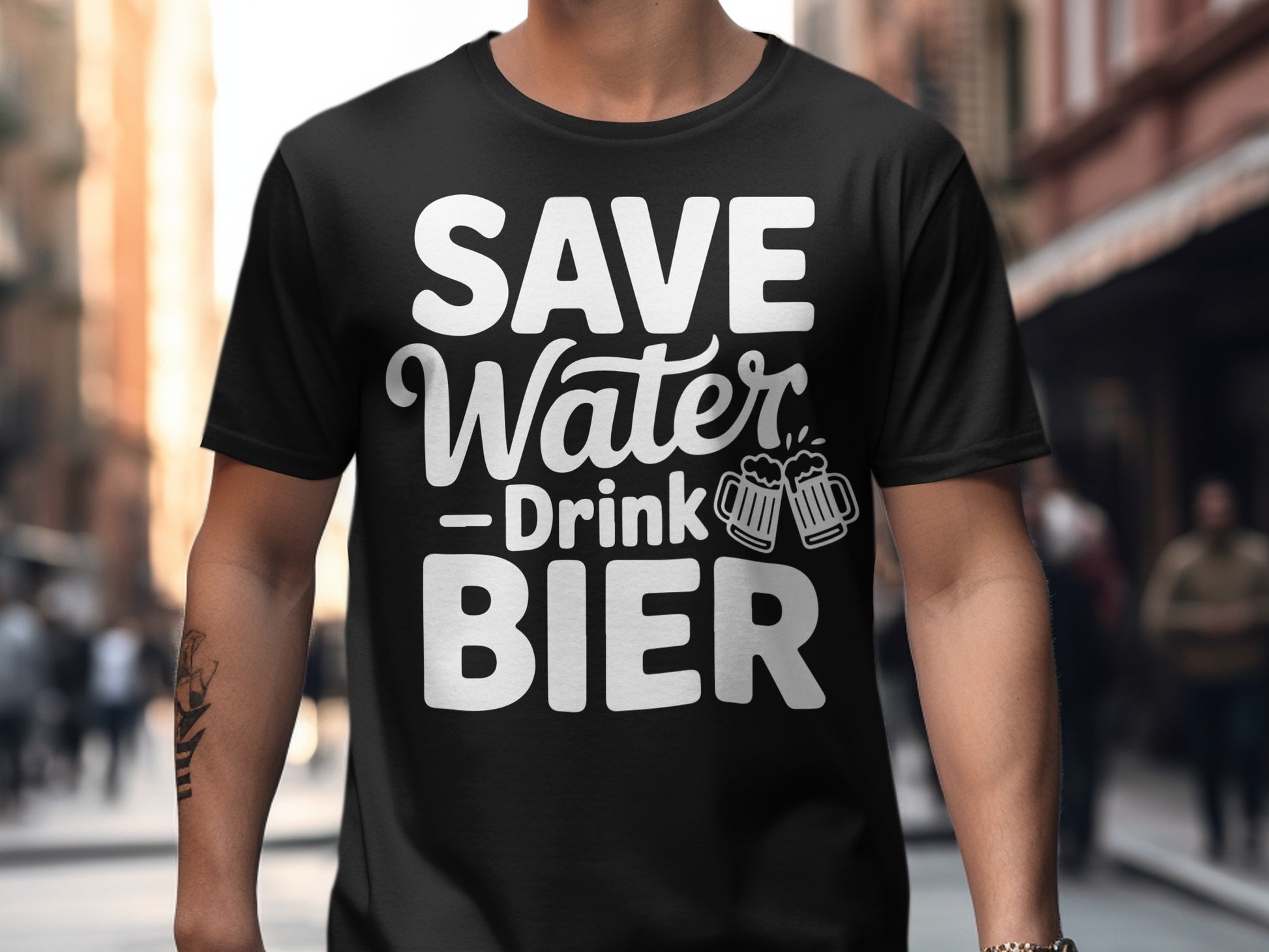 Save Water Drink Bier Funny Graphic Tee Shirt