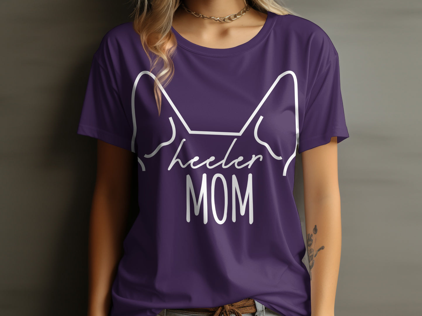 Cute Heeler Mom Shirt with Adorable Dog Ears Design